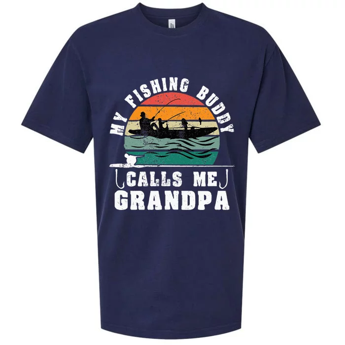 My Fishing Buddy Calls Me Grandpa Vintage Fishing Fisherman Sueded Cloud Jersey T-Shirt