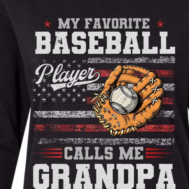 My Favorite Baseball Player Calls Me Grandpa Father’S Day Womens Cotton Relaxed Long Sleeve T-Shirt