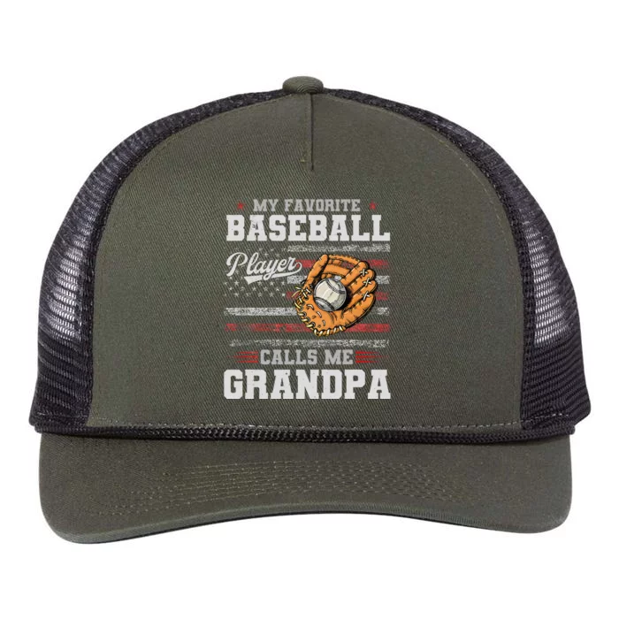 My Favorite Baseball Player Calls Me Grandpa Father’S Day Retro Rope Trucker Hat Cap