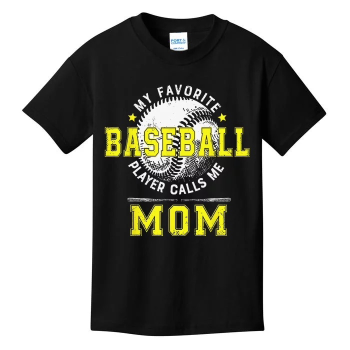 My Favorite Baseball Player Calls Me Mom Baseball Kids T-Shirt