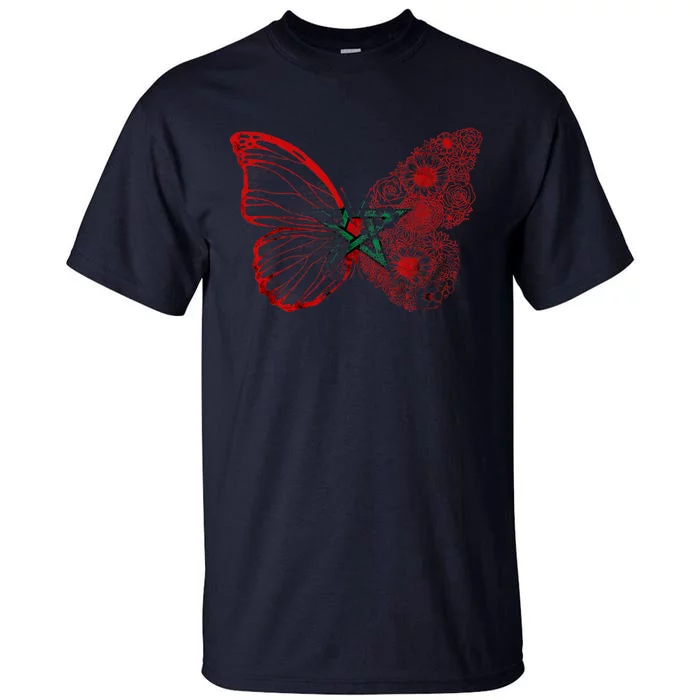 Morocco Flag Butterfly Moroccan Roots Moroccan Flag Morocco Tall T-Shirt