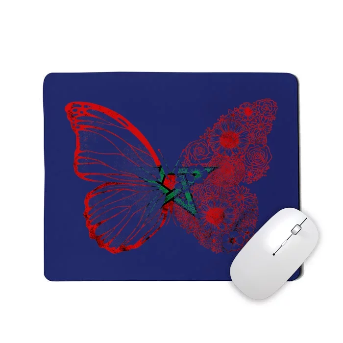 Morocco Flag Butterfly Moroccan Roots Moroccan Flag Morocco Mousepad