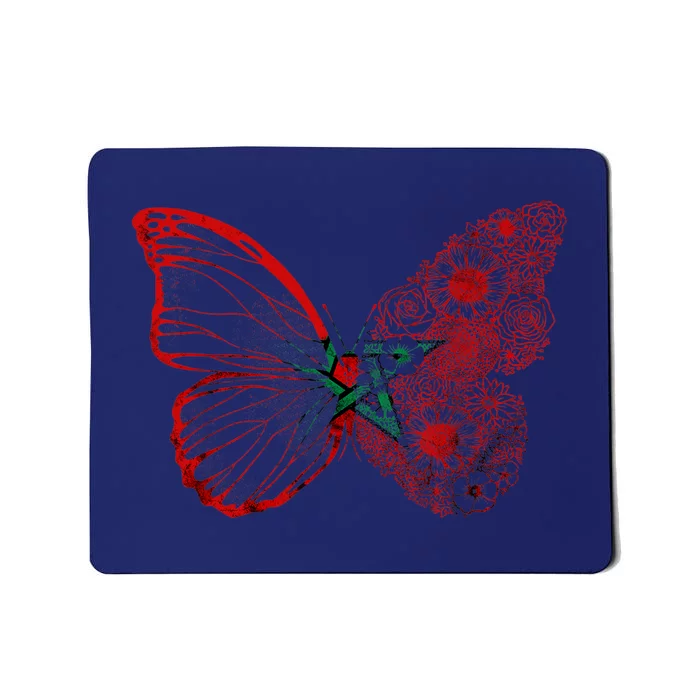 Morocco Flag Butterfly Moroccan Roots Moroccan Flag Morocco Mousepad