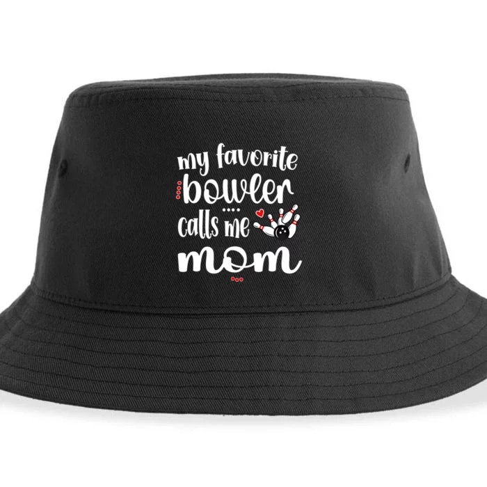 My Favorite Bowler Calls Me Bowling Mom Bowler Mama Gift Sustainable Bucket Hat