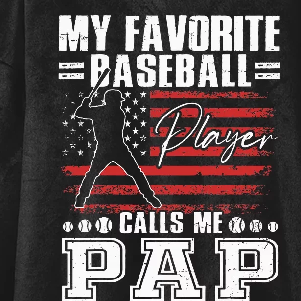 My Favorite Baseball Player Calls Me Pap American Flag Hooded Wearable Blanket