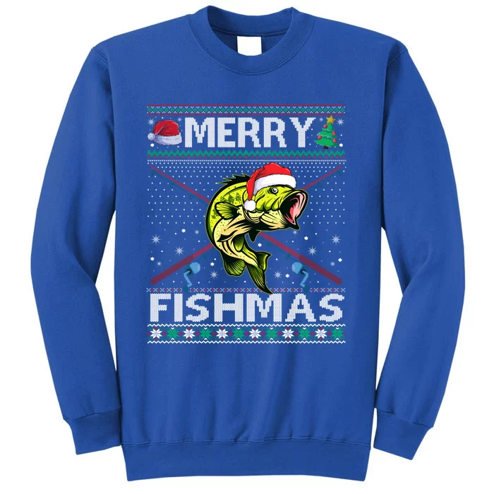 Merry Fishmas Bass Fish Fishing Christmas Ugly Sweater Xmas Funny Gift Sweatshirt