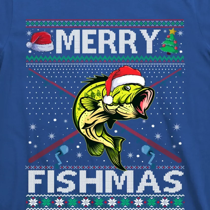 Merry Fishmas Bass Fish Fishing Christmas Ugly Sweater Xmas Funny Gift T-Shirt