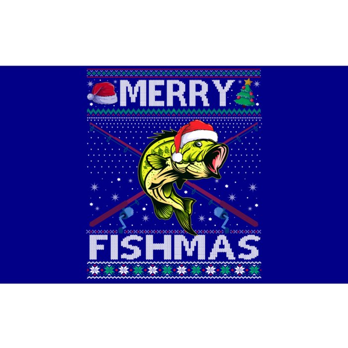 Merry Fishmas Bass Fish Fishing Christmas Ugly Sweater Xmas Funny Gift Bumper Sticker