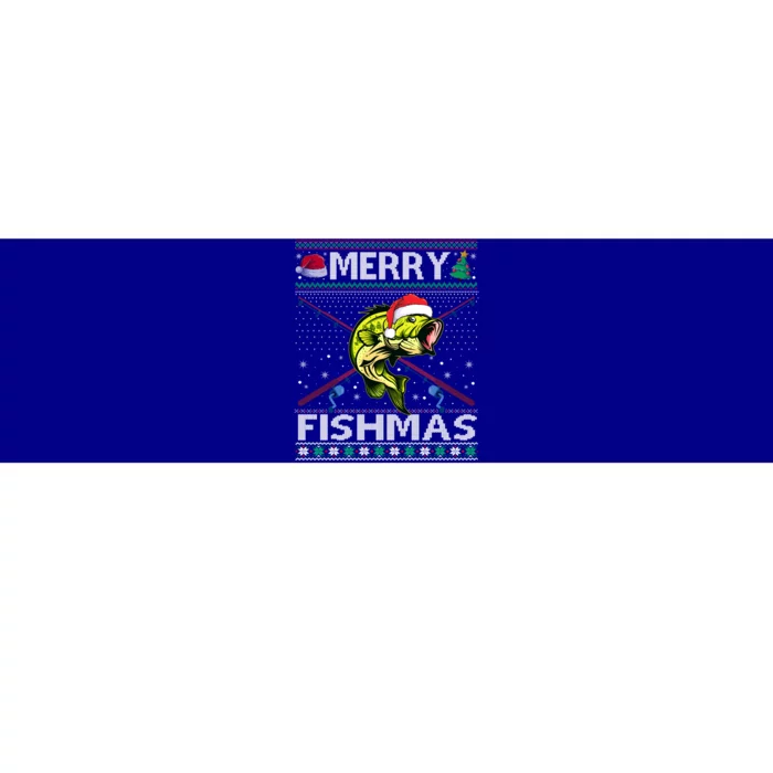 Merry Fishmas Bass Fish Fishing Christmas Ugly Sweater Xmas Funny Gift Bumper Sticker