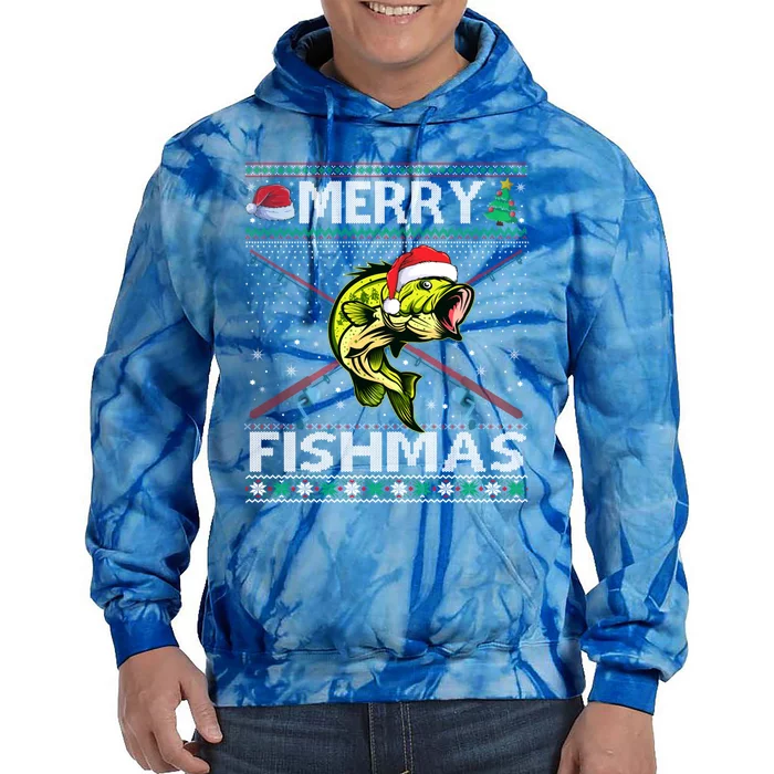 Merry Fishmas Bass Fish Fishing Christmas Ugly Sweater Xmas Funny Gift Tie Dye Hoodie