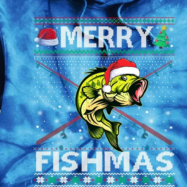 Merry Fishmas Bass Fish Fishing Christmas Ugly Sweater Xmas Funny Gift Tie Dye Hoodie