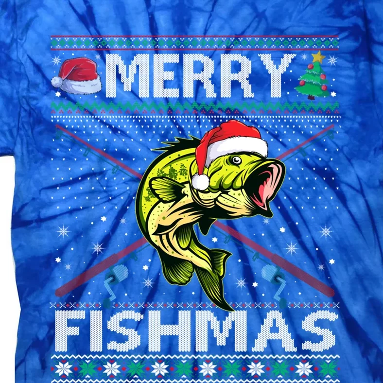 Merry Fishmas Bass Fish Fishing Christmas Ugly Sweater Xmas Funny Gift Tie-Dye T-Shirt