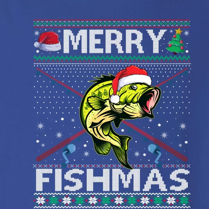 Merry Fishmas Bass Fish Fishing Christmas Ugly Sweater Xmas Funny Gift Toddler Long Sleeve Shirt