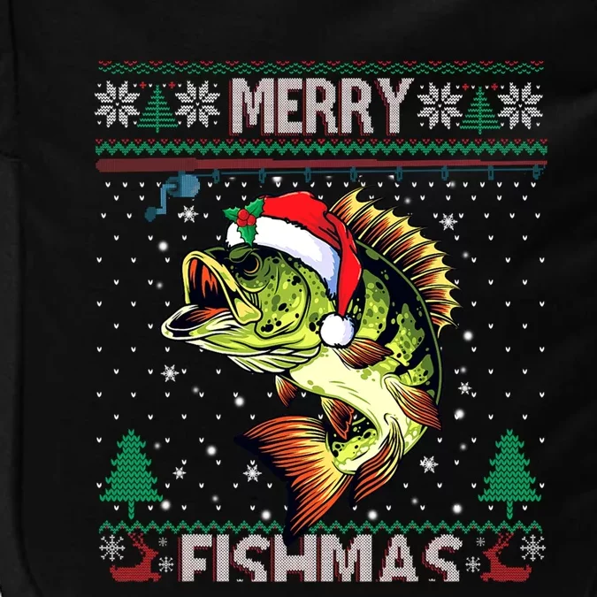 Merry Fishmas Bass Fish Fishing Christmas Ugly Sweater Xmas Gift Impact Tech Backpack