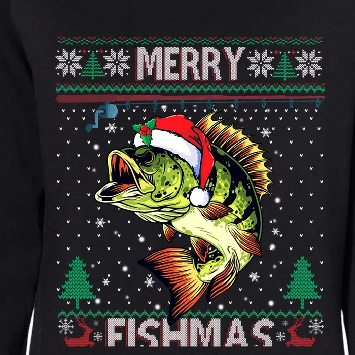 Merry Fishmas Bass Fish Fishing Christmas Ugly Sweater Xmas Gift Womens California Wash Sweatshirt