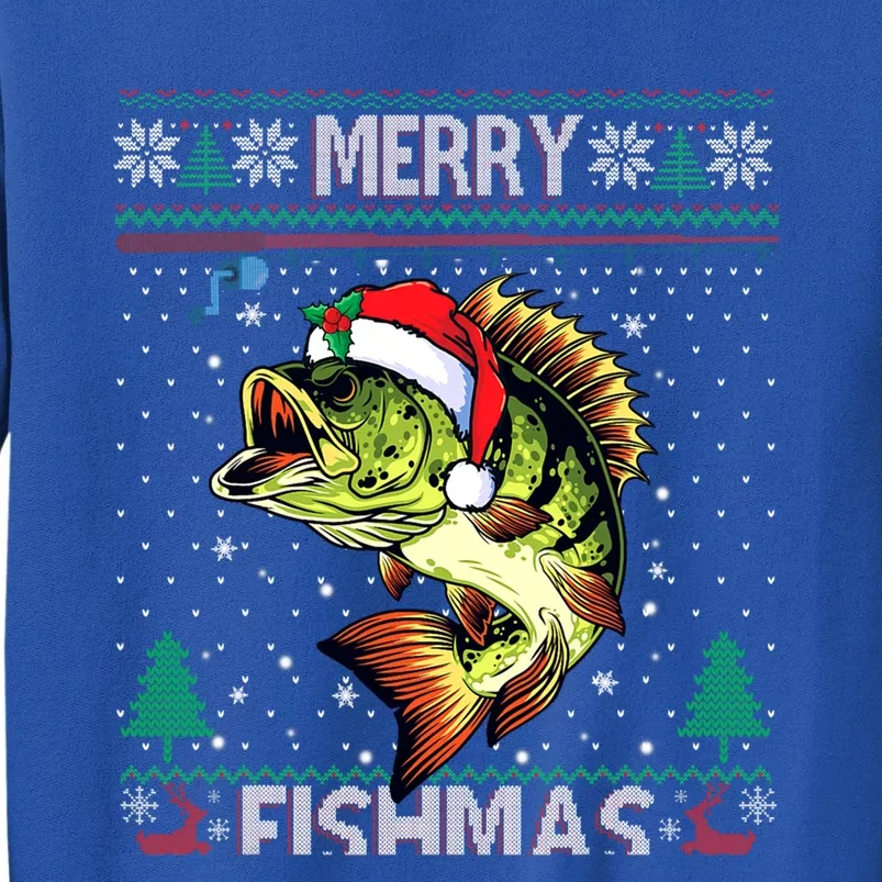 Merry Fishmas Bass Fish Fishing Christmas Ugly Sweater Xmas Gift Tall Sweatshirt