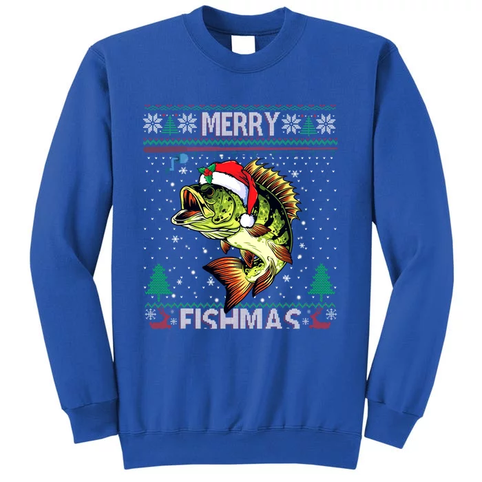 Merry Fishmas Bass Fish Fishing Christmas Ugly Sweater Xmas Gift Tall Sweatshirt