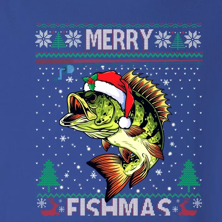 Merry Fishmas Bass Fish Fishing Christmas Ugly Sweater Xmas Gift Toddler Long Sleeve Shirt