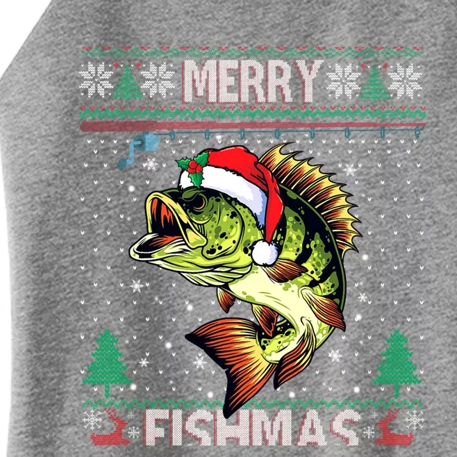 Merry Fishmas Bass Fish Fishing Christmas Ugly Sweater Xmas Gift Women’s Perfect Tri Rocker Tank