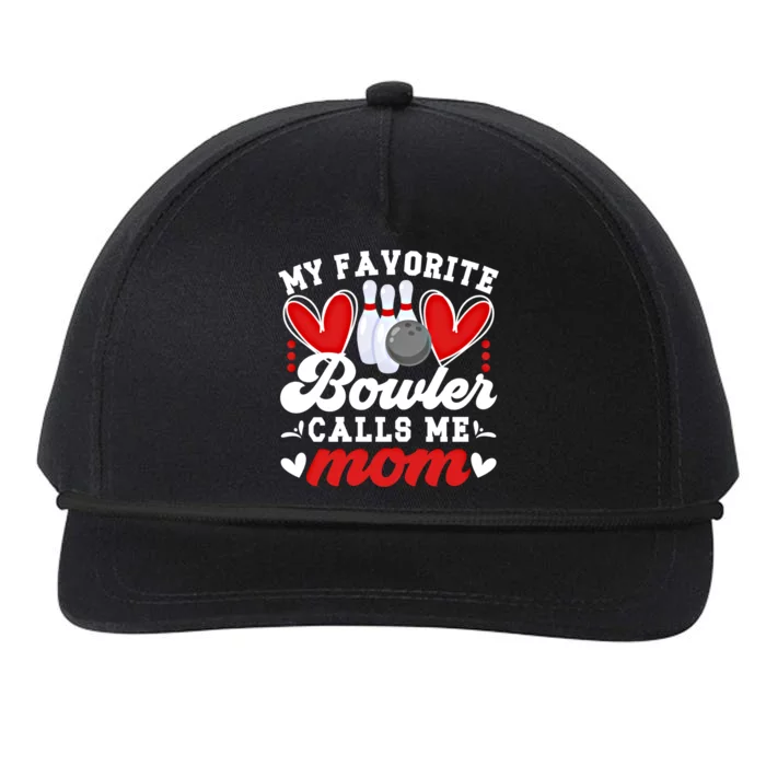 My Favorite Bowler Calls Me Mom Of A Bowler Mama Bowling Mom Gift Snapback Five-Panel Rope Hat