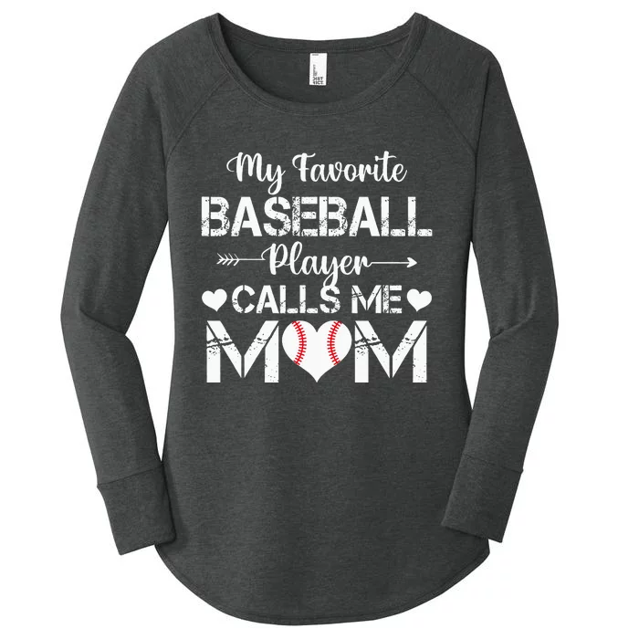 My Favorite Baseball Player Calls Me Mom Mothers Day Women's Perfect Tri Tunic Long Sleeve Shirt