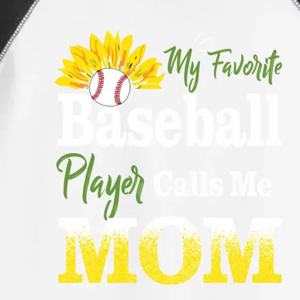 My Favorite Baseball Player Calls Me Mom Baseball Sunflower Gift Toddler Fine Jersey T-Shirt