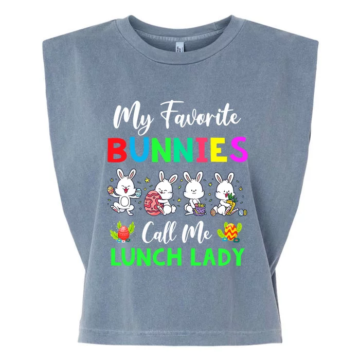 My Favorite Bunnies Call Me Lunch Lady Funny Easter Day Garment-Dyed Women's Muscle Tee