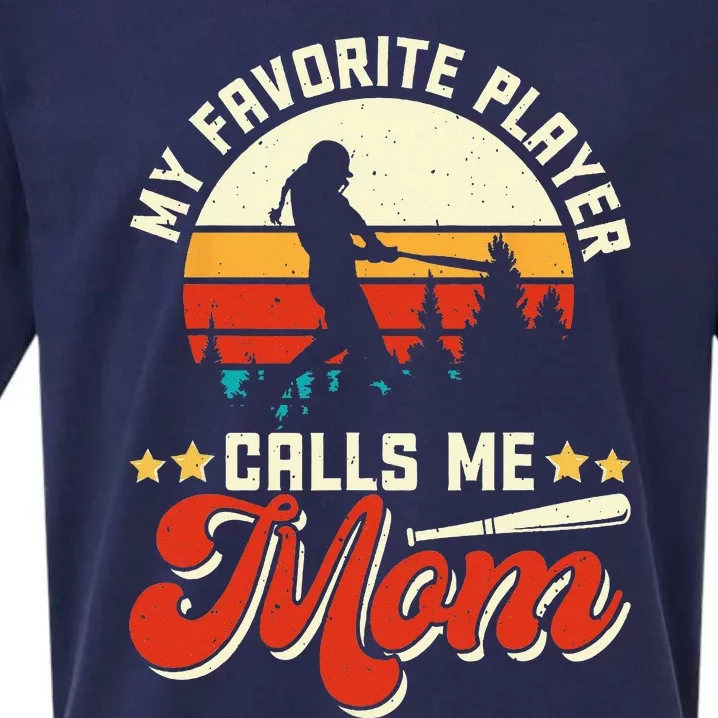 My Favorite Baseball Player Calls Me Mom Mothers Day Sueded Cloud Jersey T-Shirt