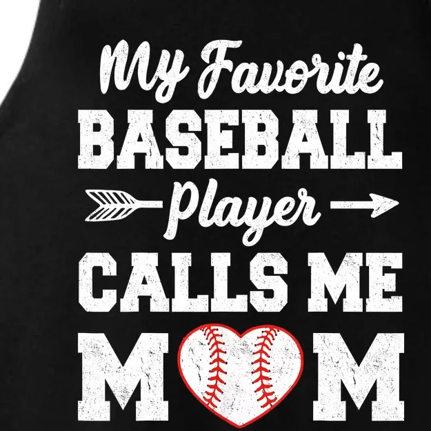 My Favorite Baseball Player Calls Me Mom Mother's Day Baseball Mom Ladies Tri-Blend Wicking Tank