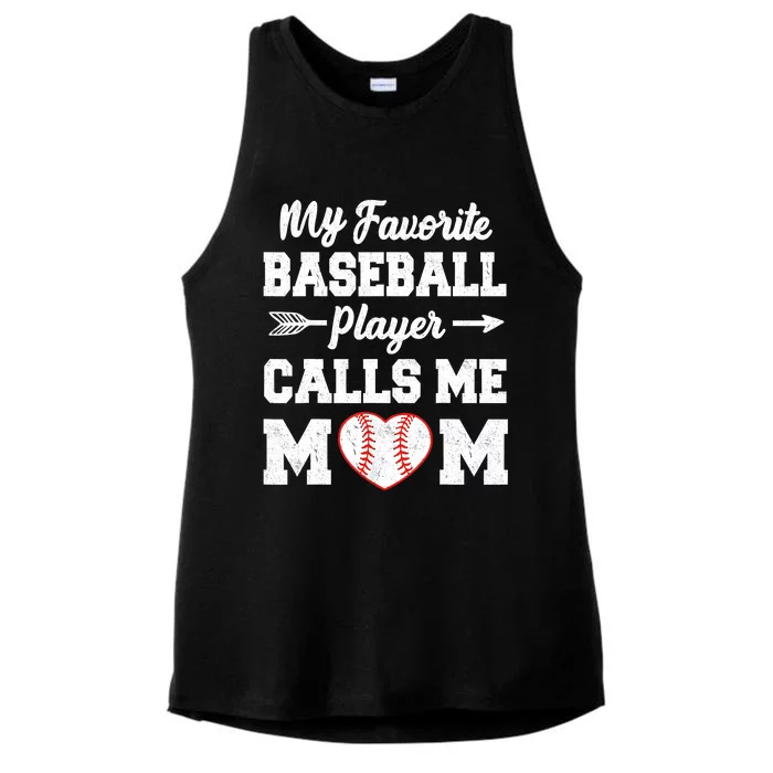 My Favorite Baseball Player Calls Me Mom Mother's Day Baseball Mom Ladies Tri-Blend Wicking Tank