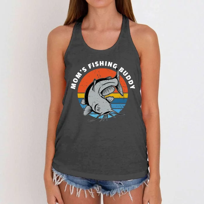 Mom's Fishing Buddy Catfish Graphic Gift Women's Knotted Racerback Tank