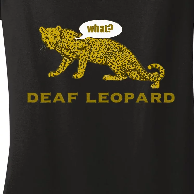 Music Funny Band Pun Deaf Leopard Joke Rock Music Gift Women's V-Neck T-Shirt