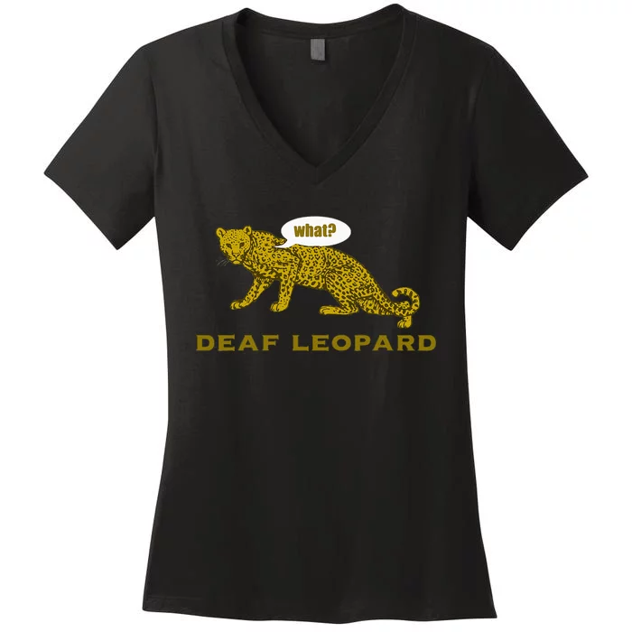 Music Funny Band Pun Deaf Leopard Joke Rock Music Gift Women's V-Neck T-Shirt