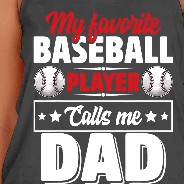 My Favorite Baseball Player Calls Me Dad Women's Knotted Racerback Tank