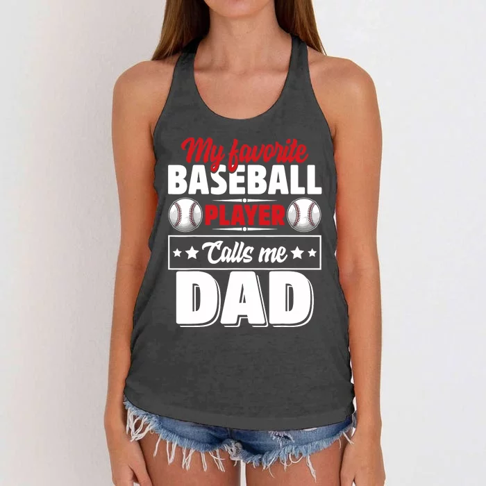 My Favorite Baseball Player Calls Me Dad Women's Knotted Racerback Tank