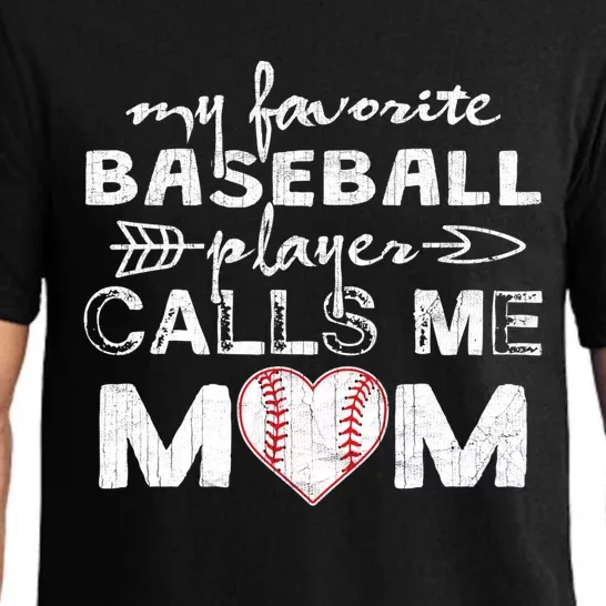 My Favorite Baseball Player Calls Me Mom Gift Mother's Day Gift Pajama Set