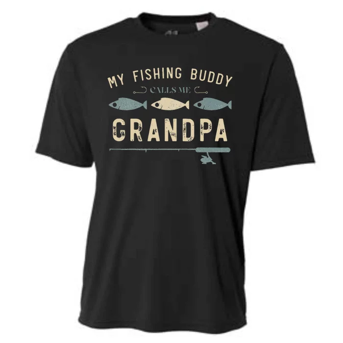 My Fishing Buddy Calls Me Grandpa Fishing Fisherman Cooling Performance Crew T-Shirt