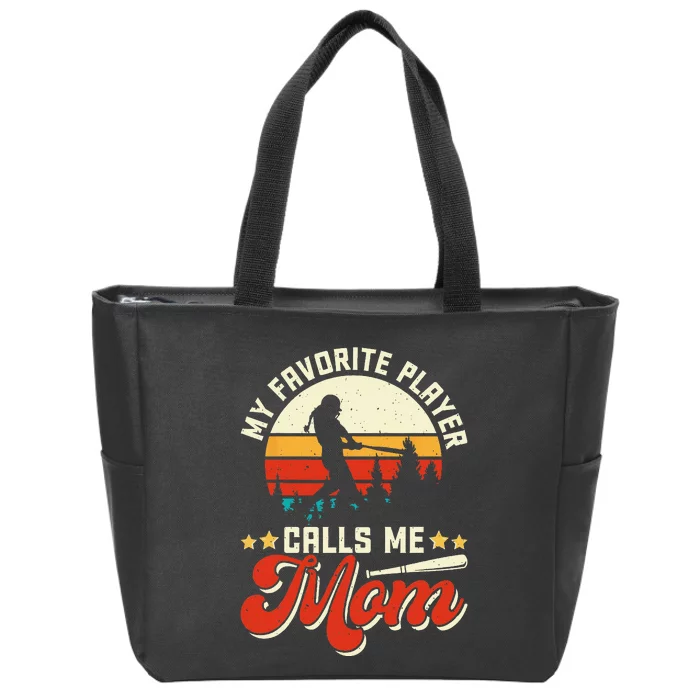 My Favorite Baseball Player Calls Me Mom Mothers Day Zip Tote Bag