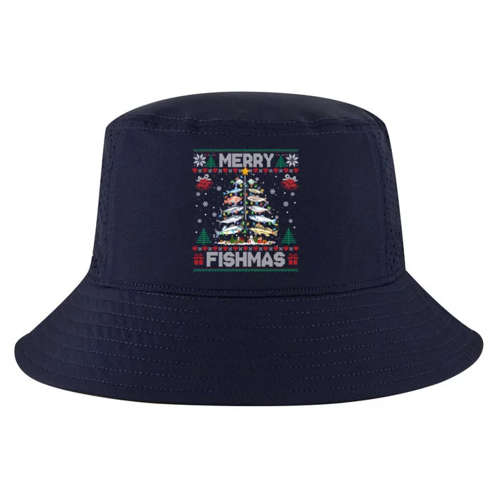 Merry Fishmas Bass Fish Fishing Christmas Ugly Sweater Xmas Gift Cool Comfort Performance Bucket Hat