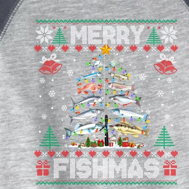 Merry Fishmas Bass Fish Fishing Christmas Ugly Sweater Xmas Gift Toddler Fine Jersey T-Shirt