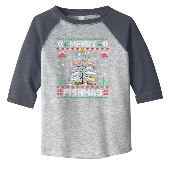 Merry Fishmas Bass Fish Fishing Christmas Ugly Sweater Xmas Gift Toddler Fine Jersey T-Shirt