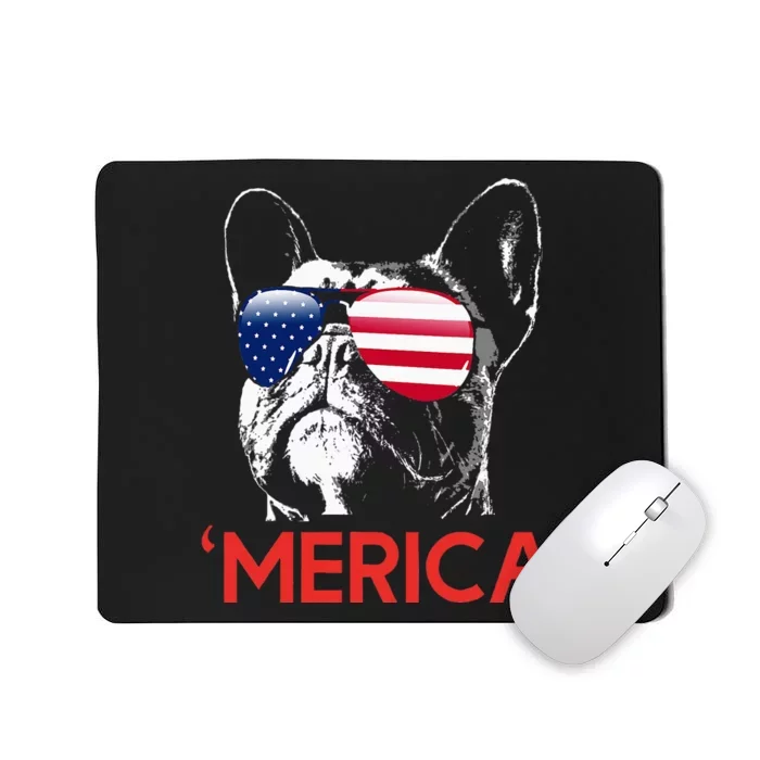 Merica French Bulldog American Flag 4th Of July Frenchie Mousepad