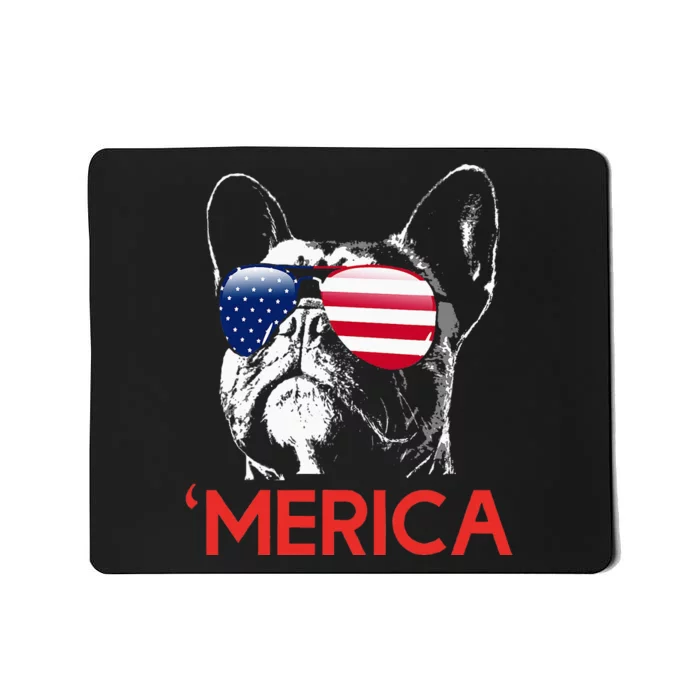 Merica French Bulldog American Flag 4th Of July Frenchie Mousepad