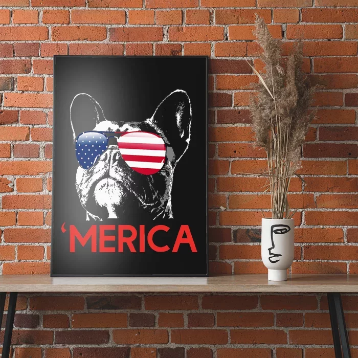 Merica French Bulldog American Flag 4th Of July Frenchie Poster