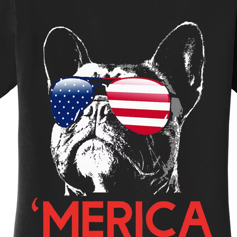 Merica French Bulldog American Flag 4th Of July Frenchie Women's T-Shirt