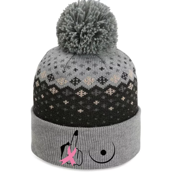 Middle Finger Breast Cancer Support The Baniff Cuffed Pom Beanie