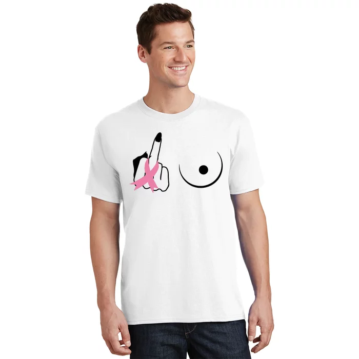 Middle Finger Breast Cancer Support T-Shirt