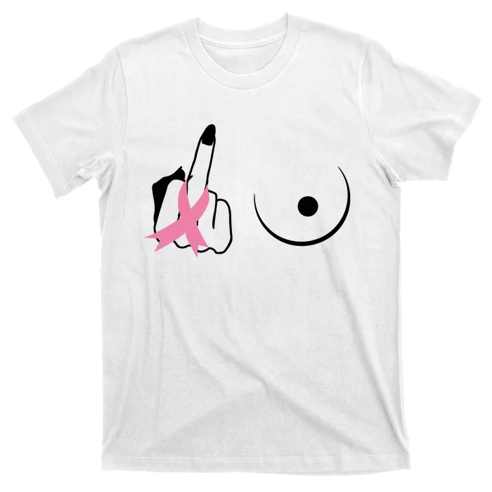 Middle Finger Breast Cancer Support T-Shirt