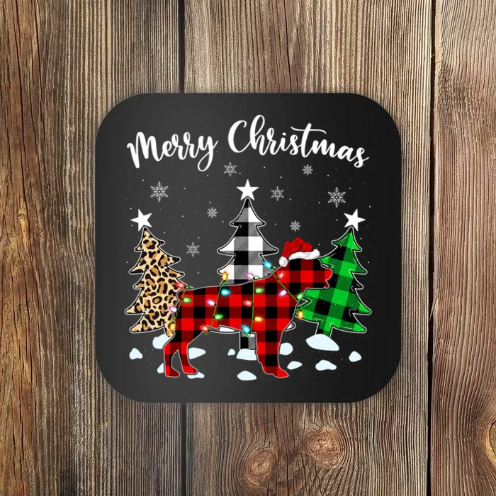 Matching Family Buffalo Plaid Rottweiler Dog Christmas Coaster