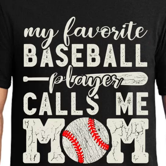 My Favorite Baseball Player Calls Me Mom Cheer Mother Meaningful Gift Pajama Set